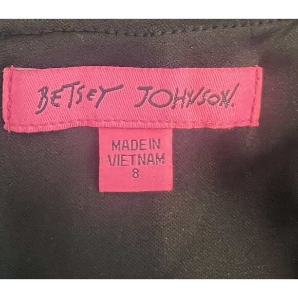 Betsey Johnson Women’s Off Shoulder Dress Size 8 Black Embroidery Zipper Ruffle - Picture 4 of 11